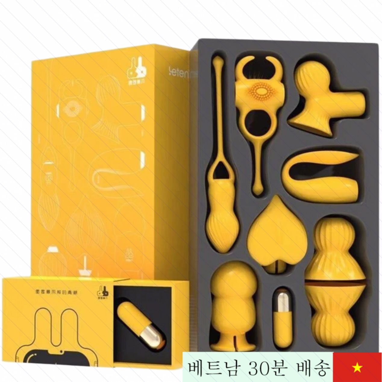 LETON 7가지 헤드 교체 가능한 진동 알 USB 충전 방수 