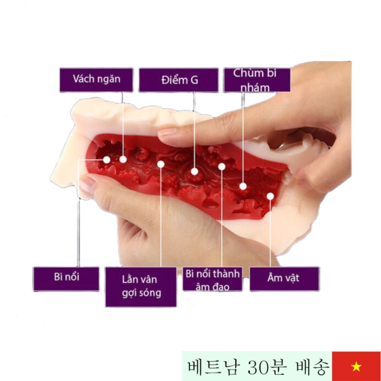Leten 3D 레드 실리콘 음도기 비진동 리얼 느낌 