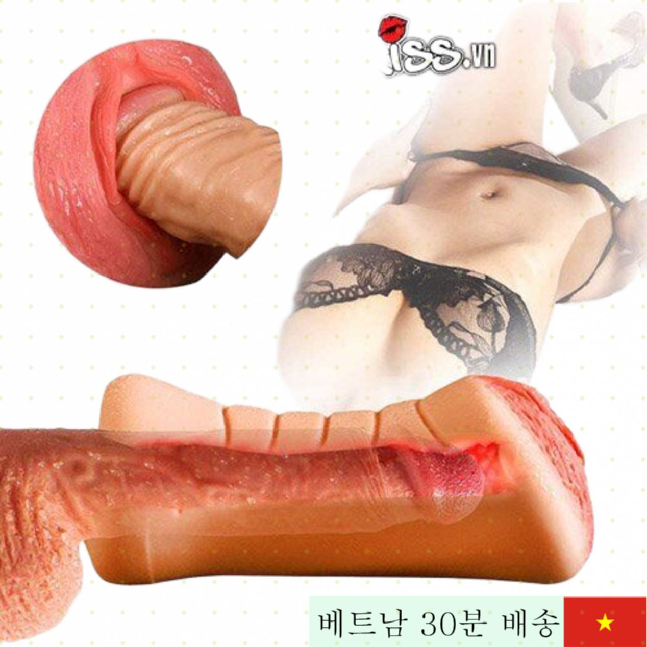 Jiuai 실리콘 2구 음부 모형 남성 자위용 최고급 안전소재 