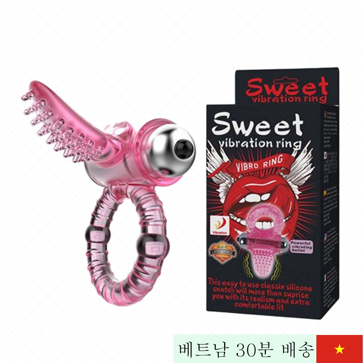 스윗 혀 모양 진동 링 남성용 지속 쾌감 지연 기능 