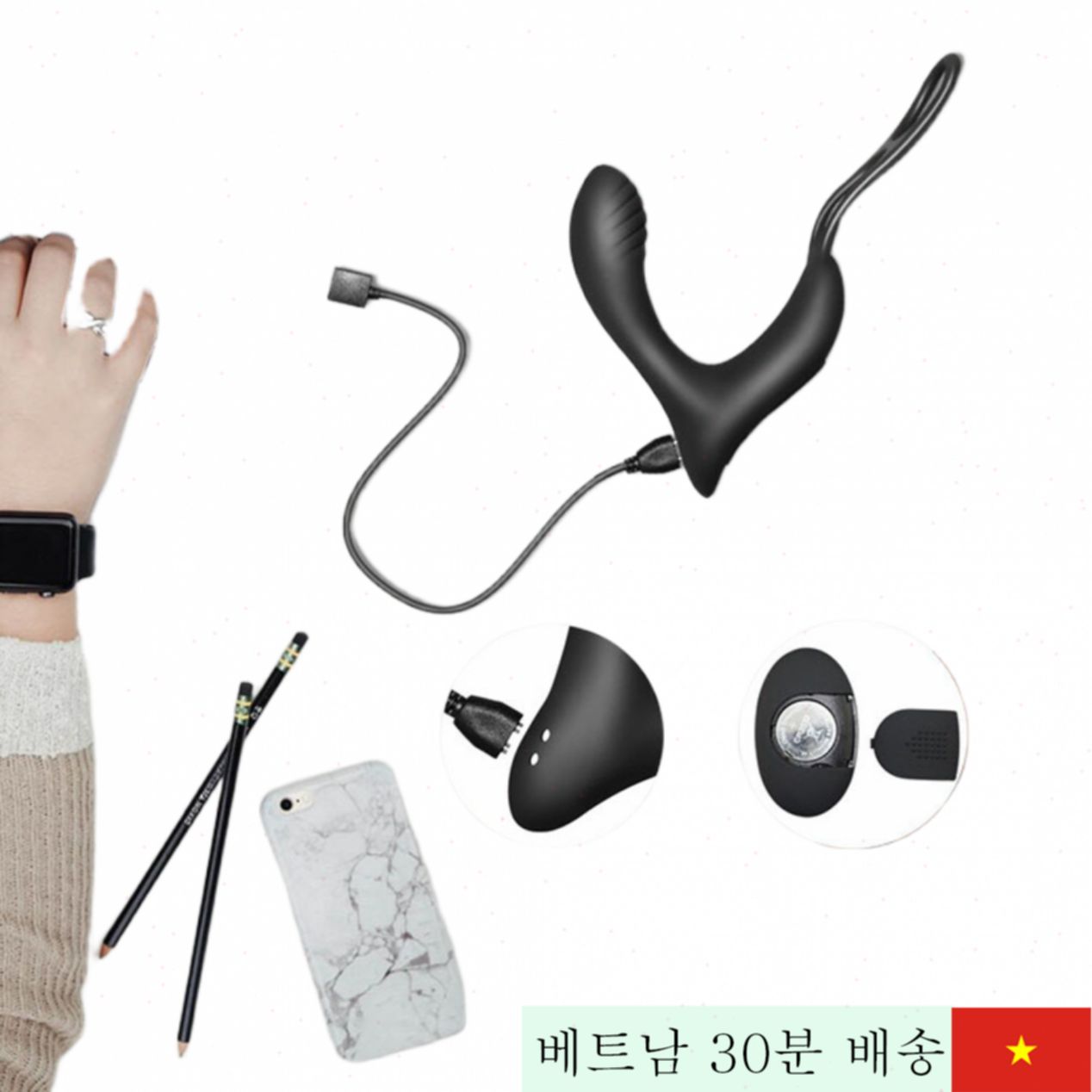 멀티 기능 온열 진동 애널 마사지 링 키트 