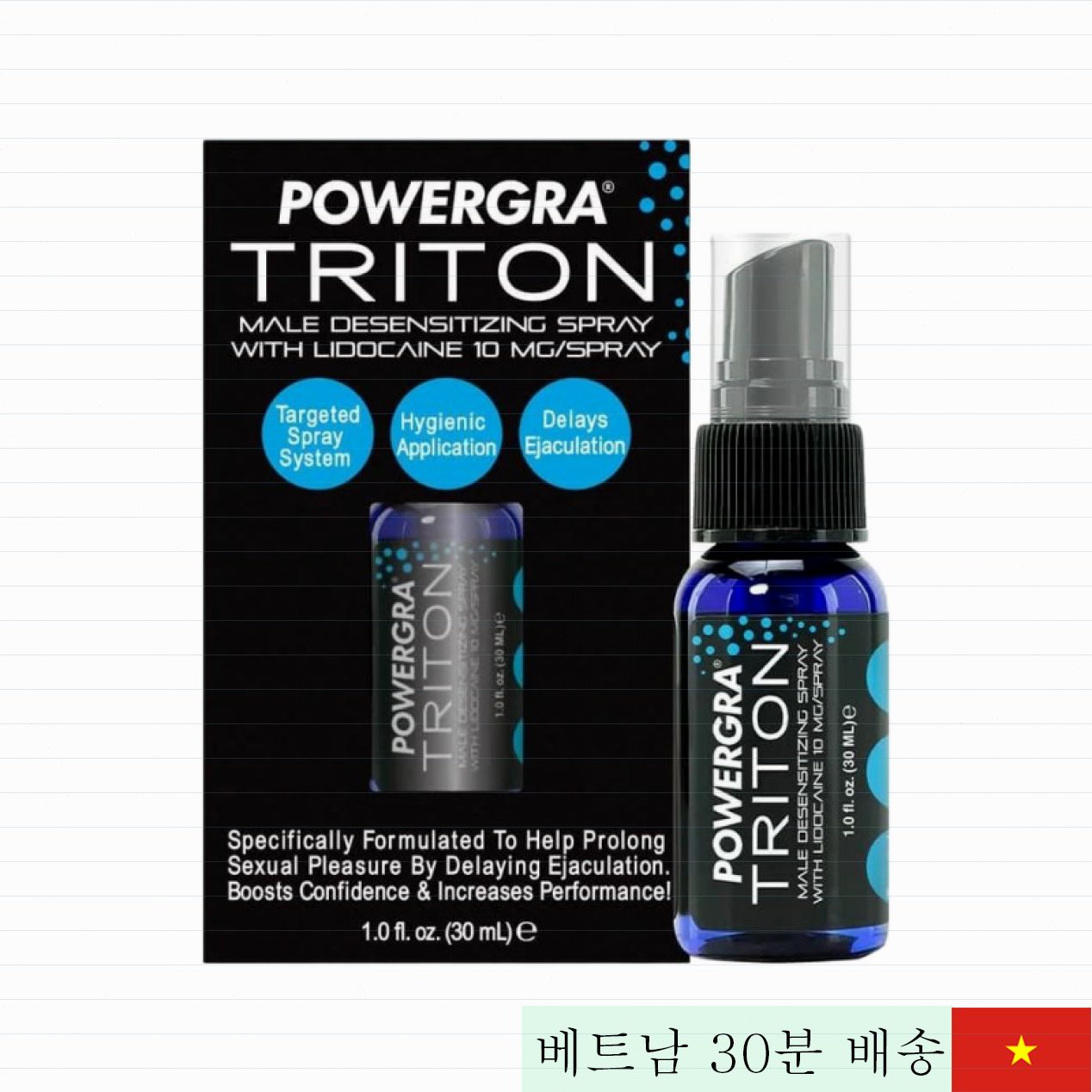 Powergra Triton 30ml 미국 제조 남성 조루 지연 스프레이 