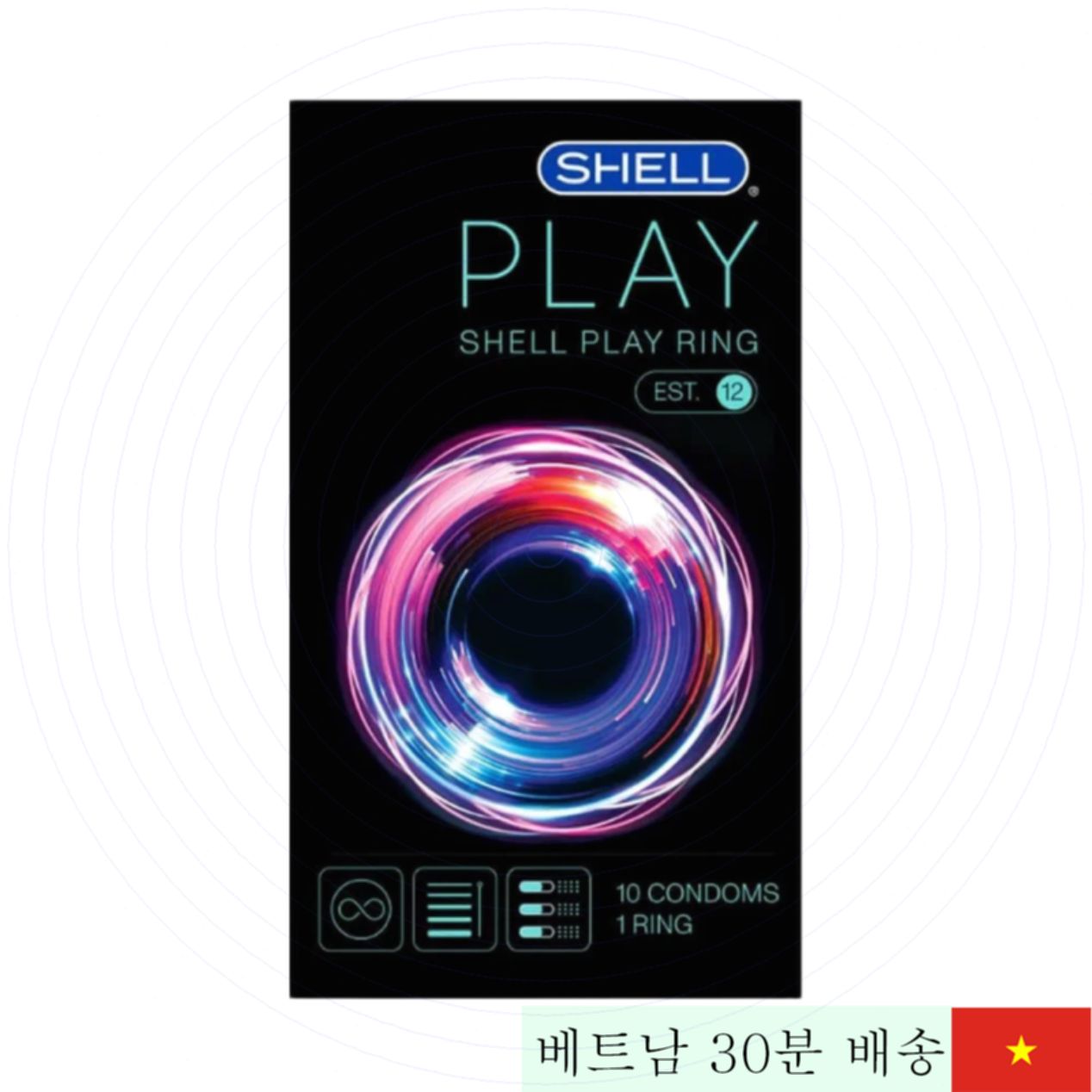 Shell Play Ring 6기능 콘돔 10개입 + 연장 링 효과 증대 