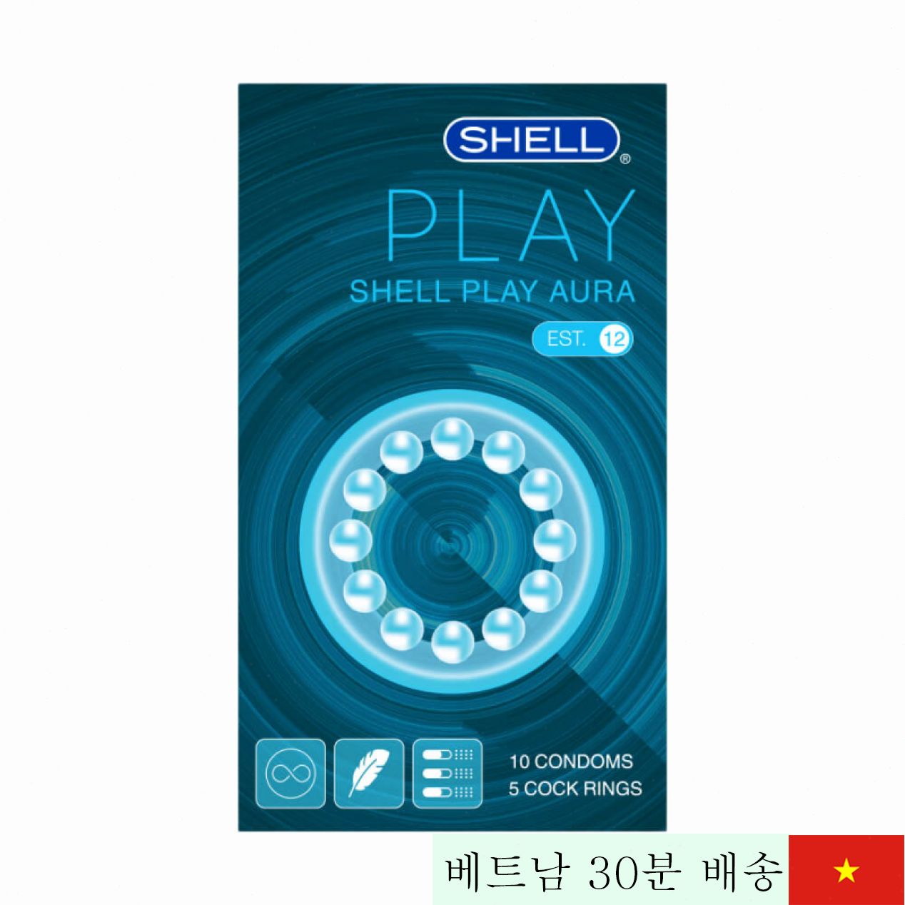 셸 플레이 오라 6기능 콘돔 + 5개 연장 링 세트 