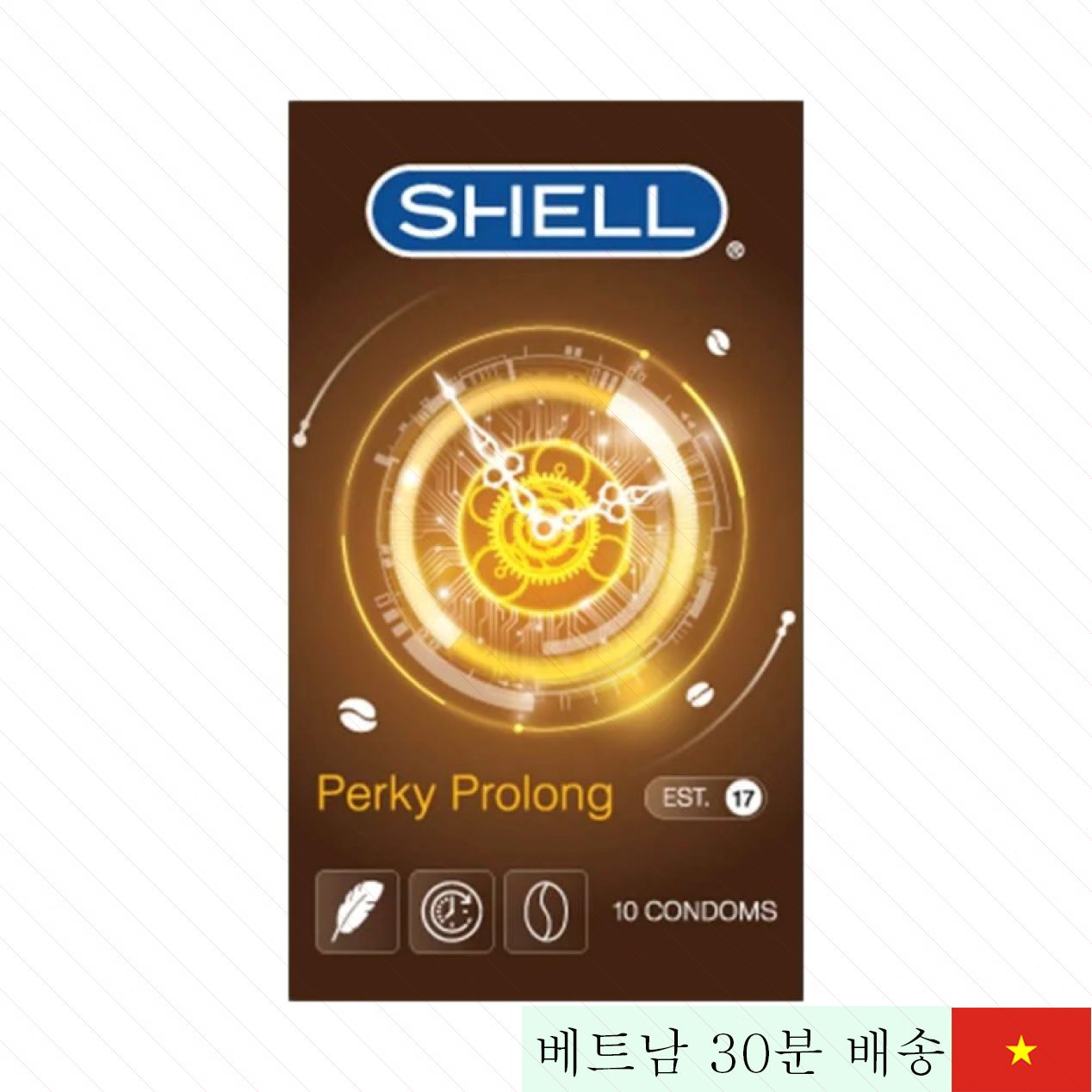 쉘 퍼키 프로롱 커피향 콘돔 10개입 강력 지속 초박형 