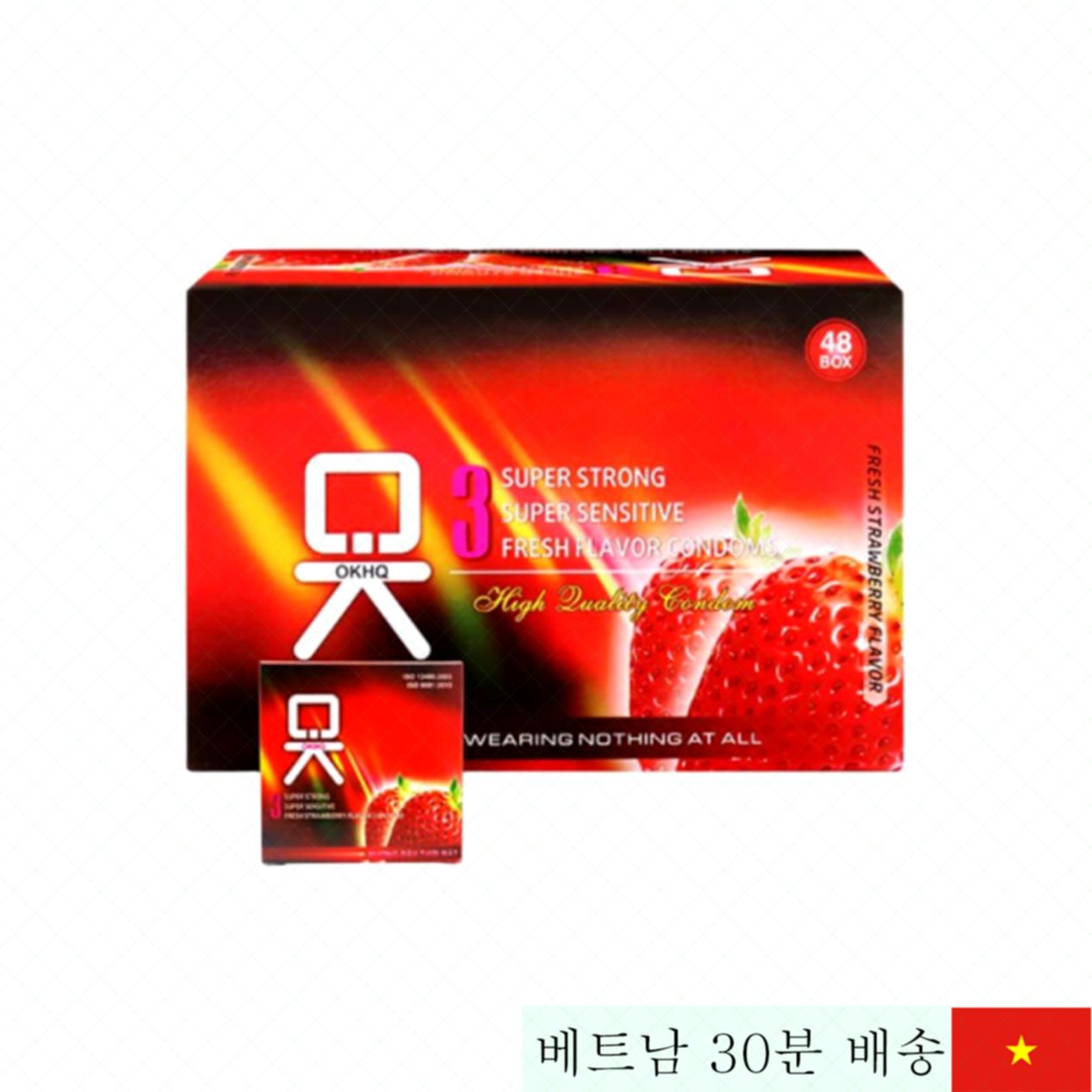 OKHQ 딸기향 콘돔 144개입 달콤 산뜻한 경험 선사 