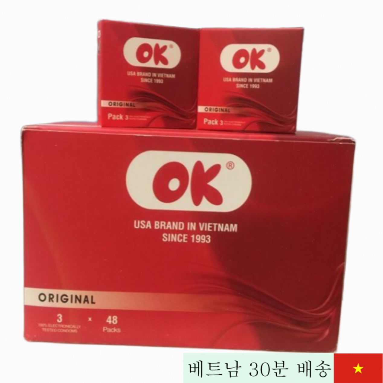 OK 천연 고무 콘돔 144개입 무향 과일향 안전 피임 최상 품질 