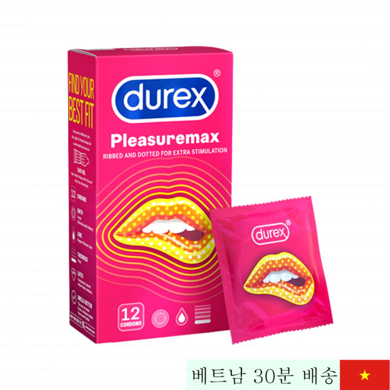 Durex Pleasuremax 12개입, 쾌감 극대화 울퉁불퉁 콘돔 
