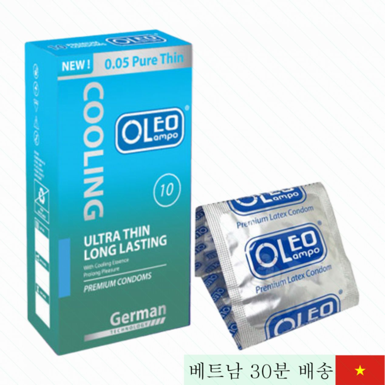 Oleo Lampo Cooling 은은한 박하향 초박형 콘돔 10개입 