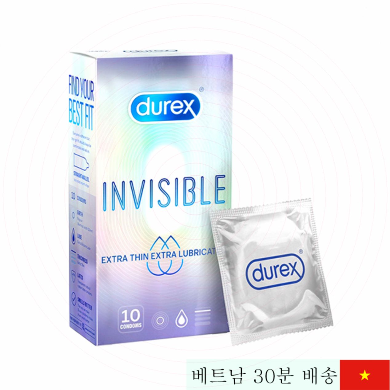 Durex Invisible 초박형 윤활 콘돔 10개입 