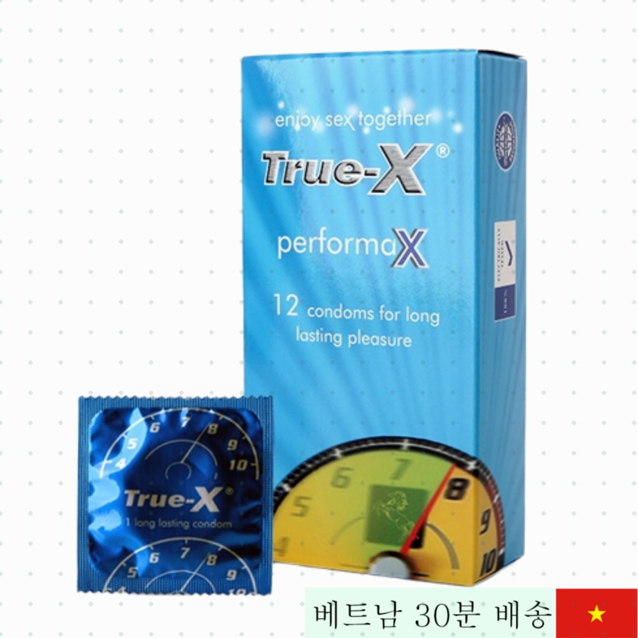 True-X 퍼포맥스 지연형 콘돔 52mm 벤조카인 함유 