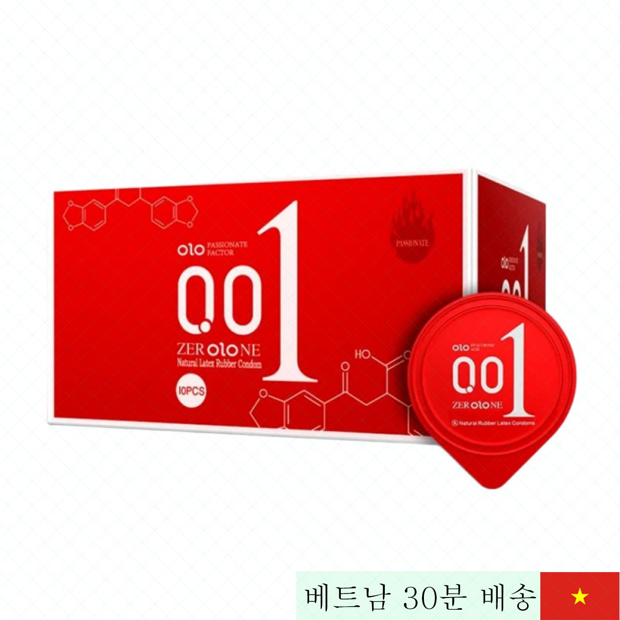 OLO 0.01 레드 초박형 온감 콘돔 10개입 