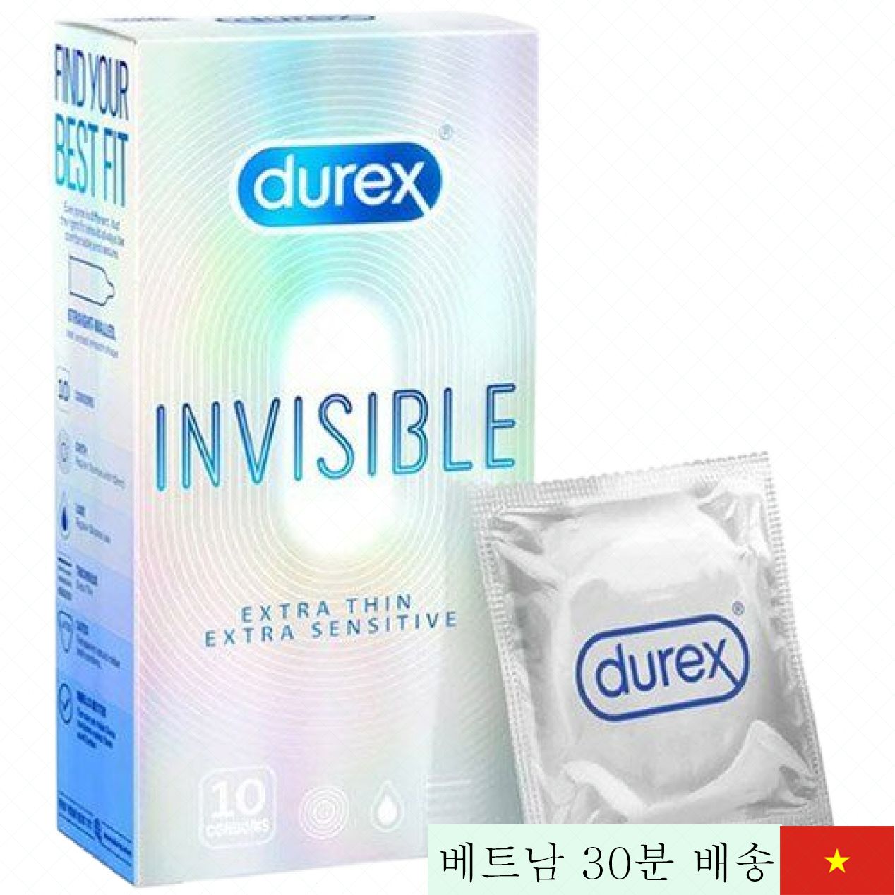 Durex Invisible 초박형 콘돔 감각 극대화 보호 