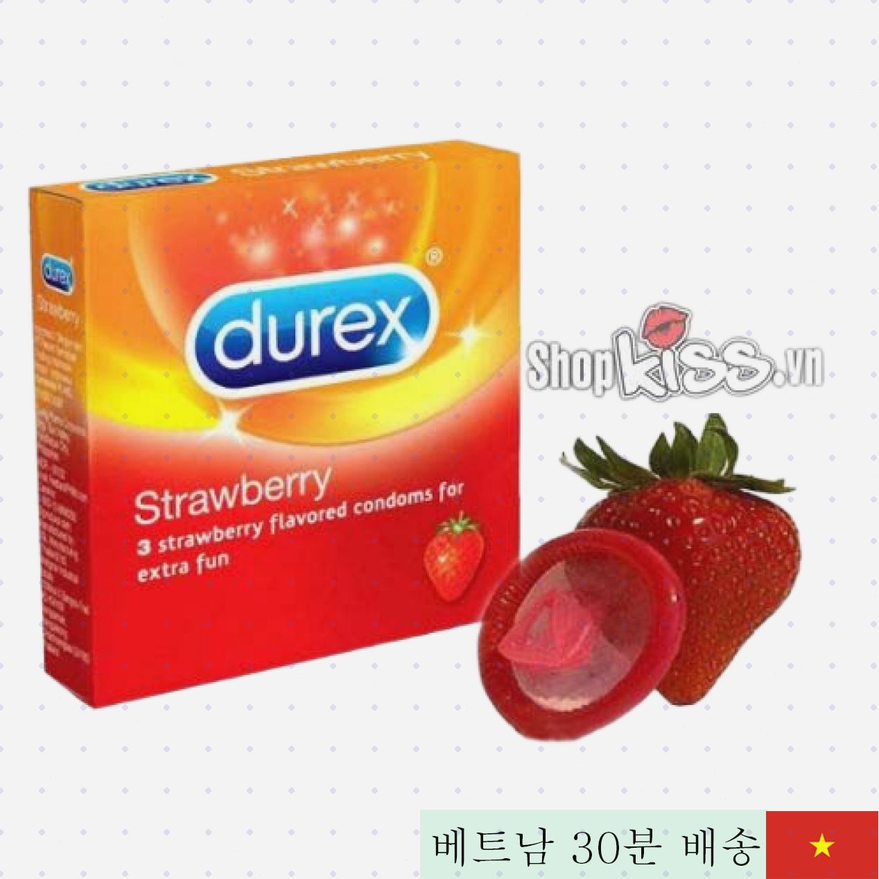 Durex 딸기향 콘돔 자연 고무 10배 늘어나는 편안함 