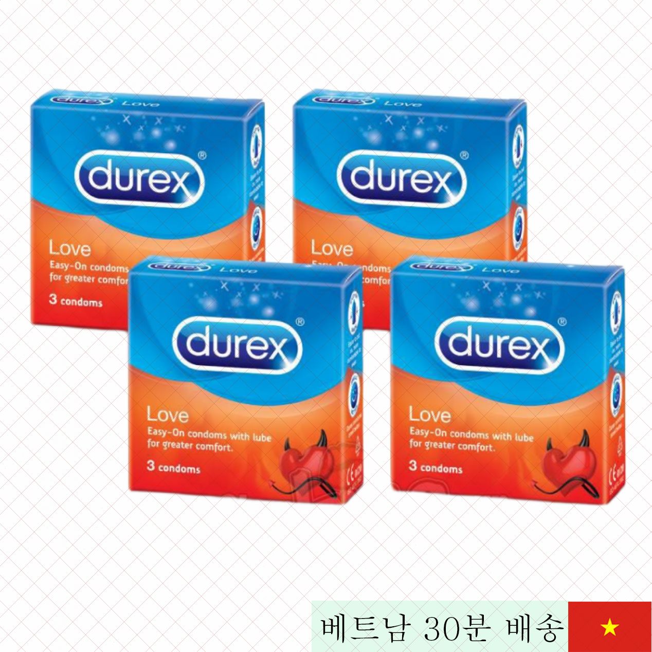 Durex Love 콘돔 3개입 시간 연장 얇고 안전 