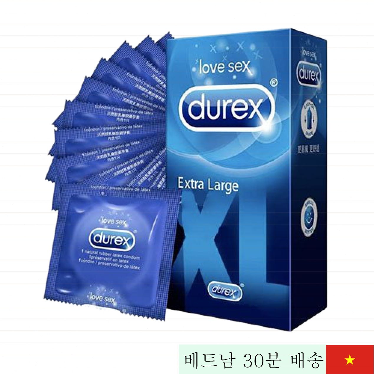 Durex Extra Large XL 사이즈 자연고무 논슬립 성인용 