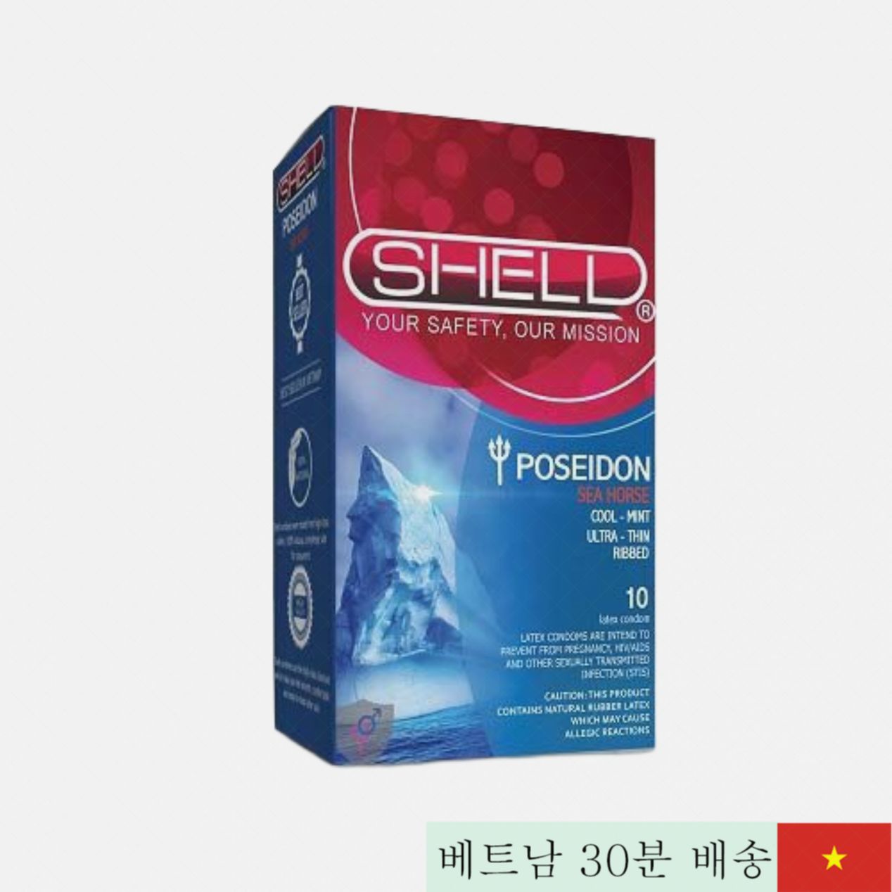 쉘 포세이돈 민트 리브 콘돔 10개입 오래 지속 