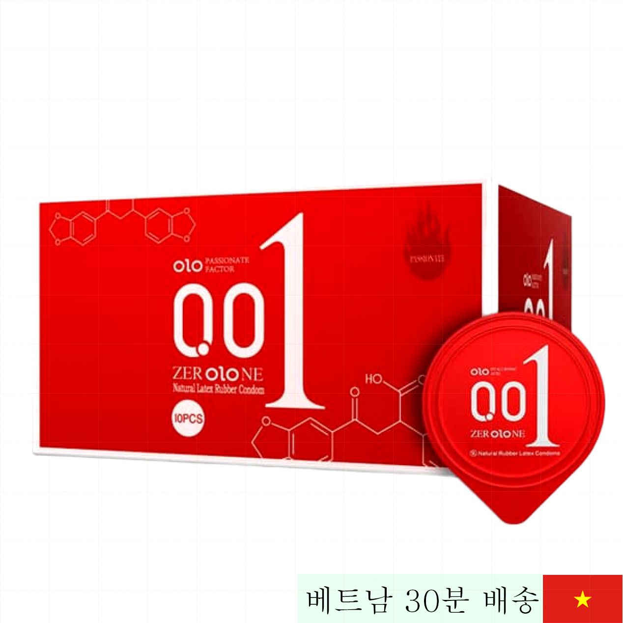 OLO 뉴 쓰리 0.01 젤리 레드 0.01mm 초박형 온감 콘돔 