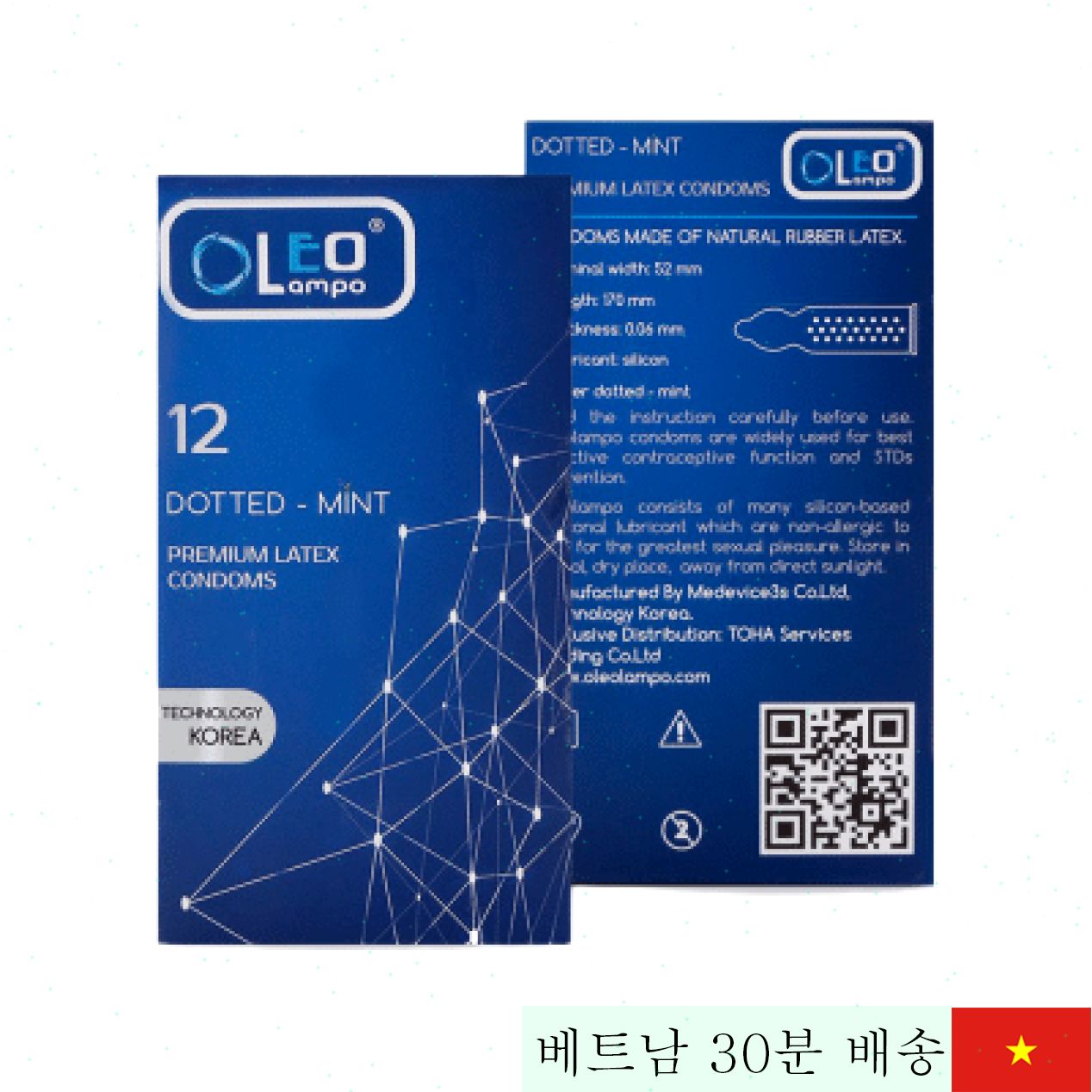 Oleo Dotted Mint 콘돔 12개입 민트향 돌기 여성 쾌감 증가 