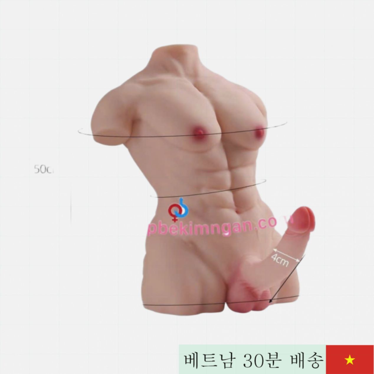 분리형 50cm 리얼 실리콘 애널 음경 포함 고급 반신 인형 