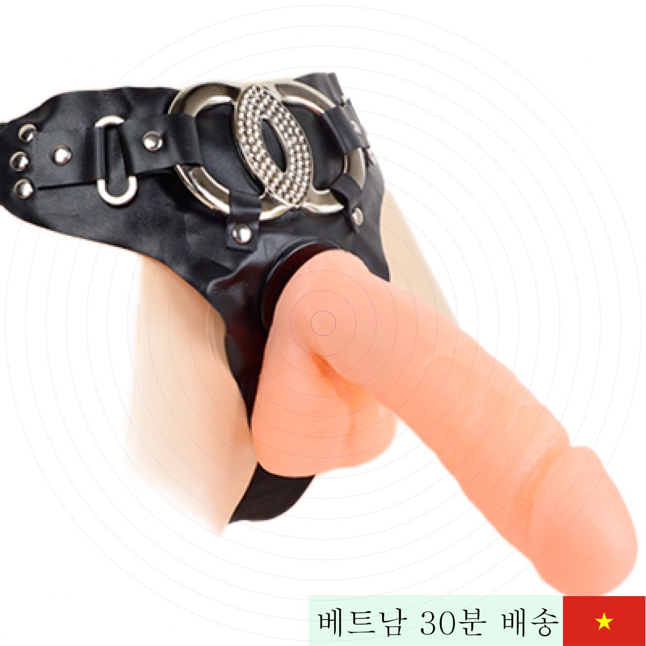 레즈용 고급 실리콘 진동 스트랩 딜도 16.5cm 
