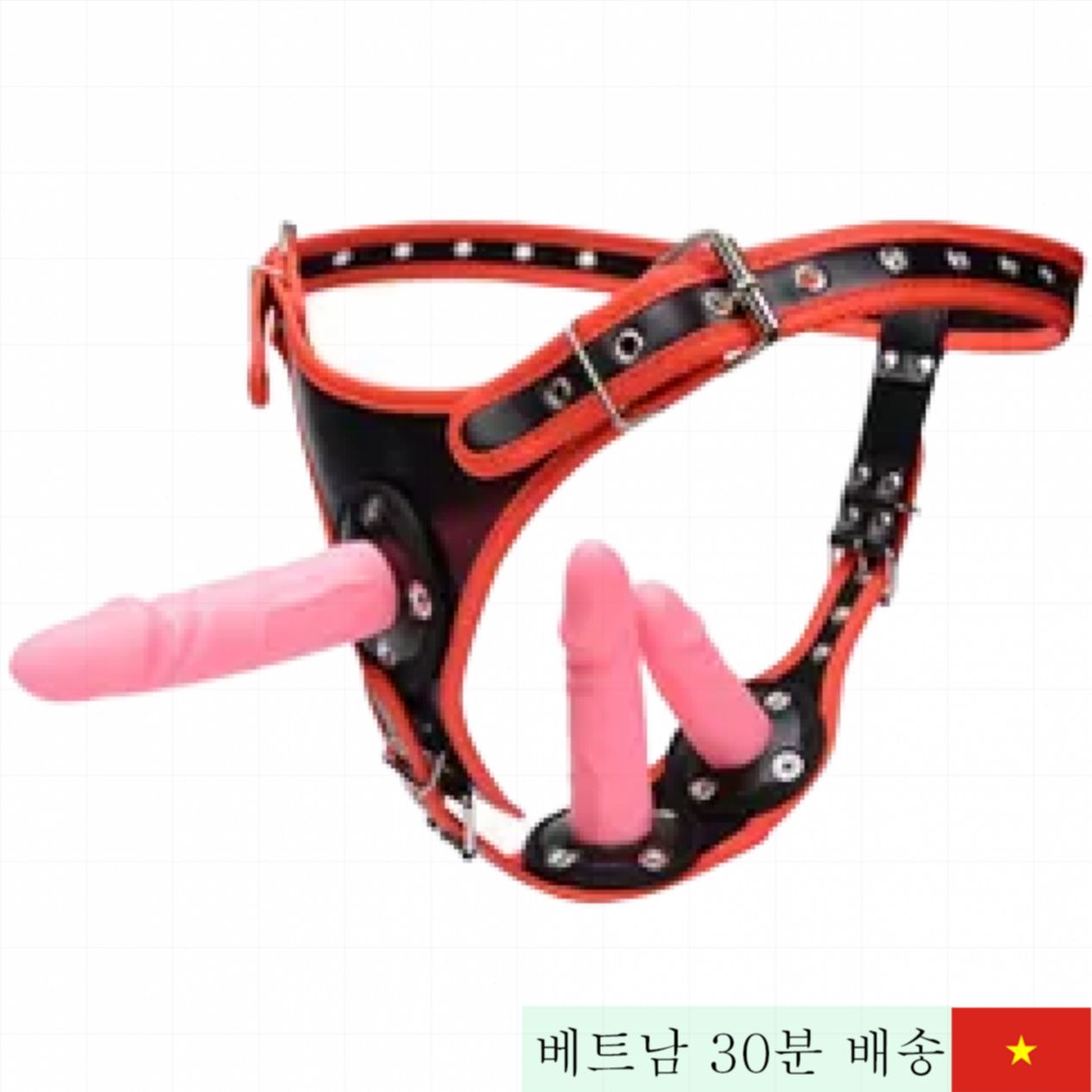 탈부착 3단 레즈용 음경 가죽 스트랩 고급형 