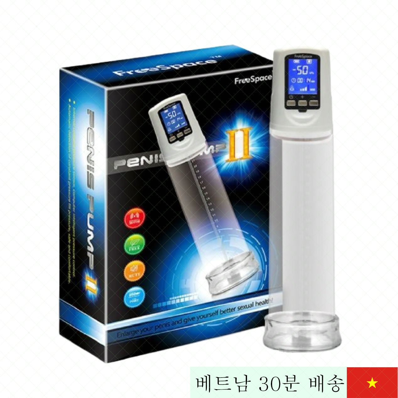 자동 확대 음경 운동기 FreeSpace LCD 화면 진동 흡입 효과 