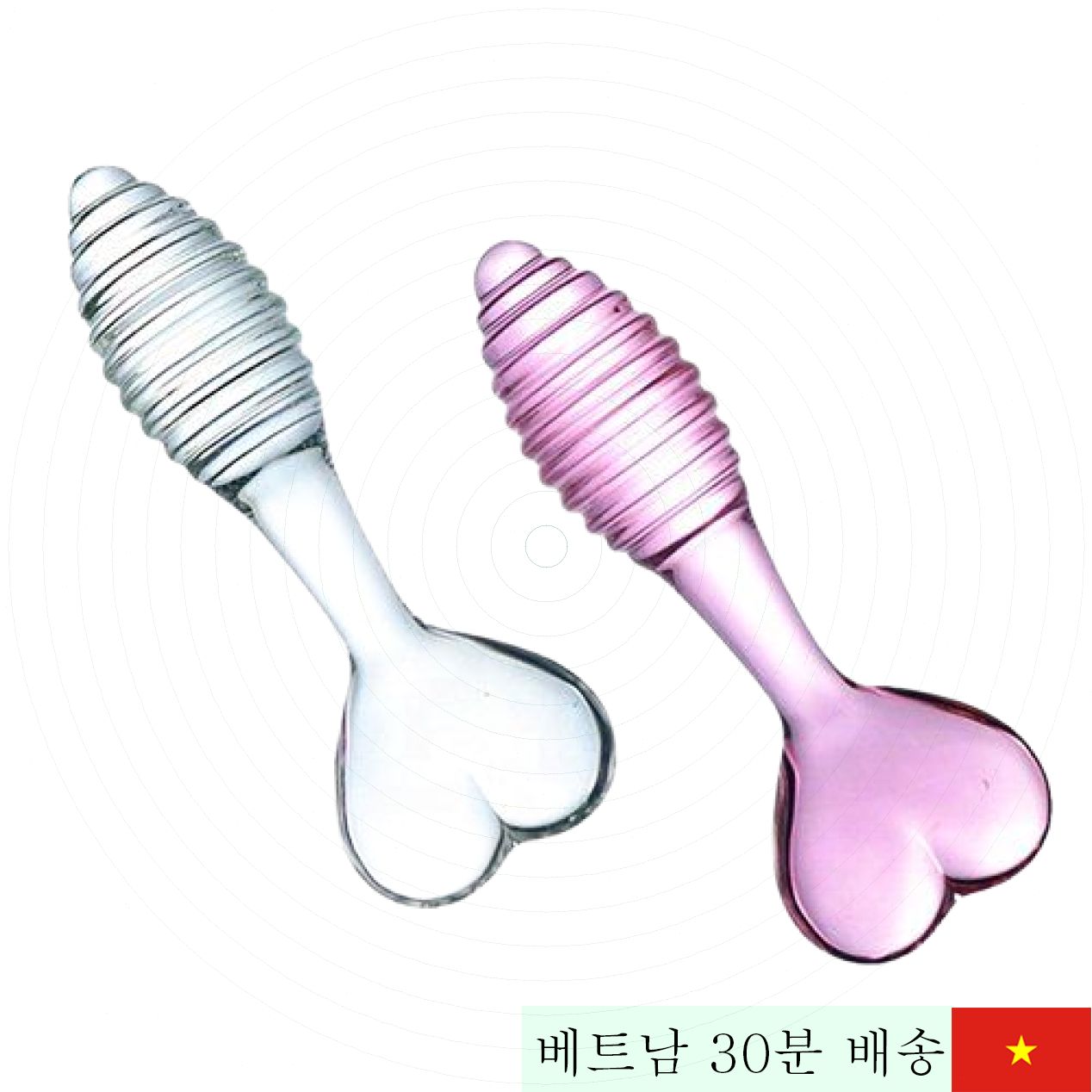 하트 꼬리 글래스 애널 플러그 G스폿 쾌감 증대 핑크 