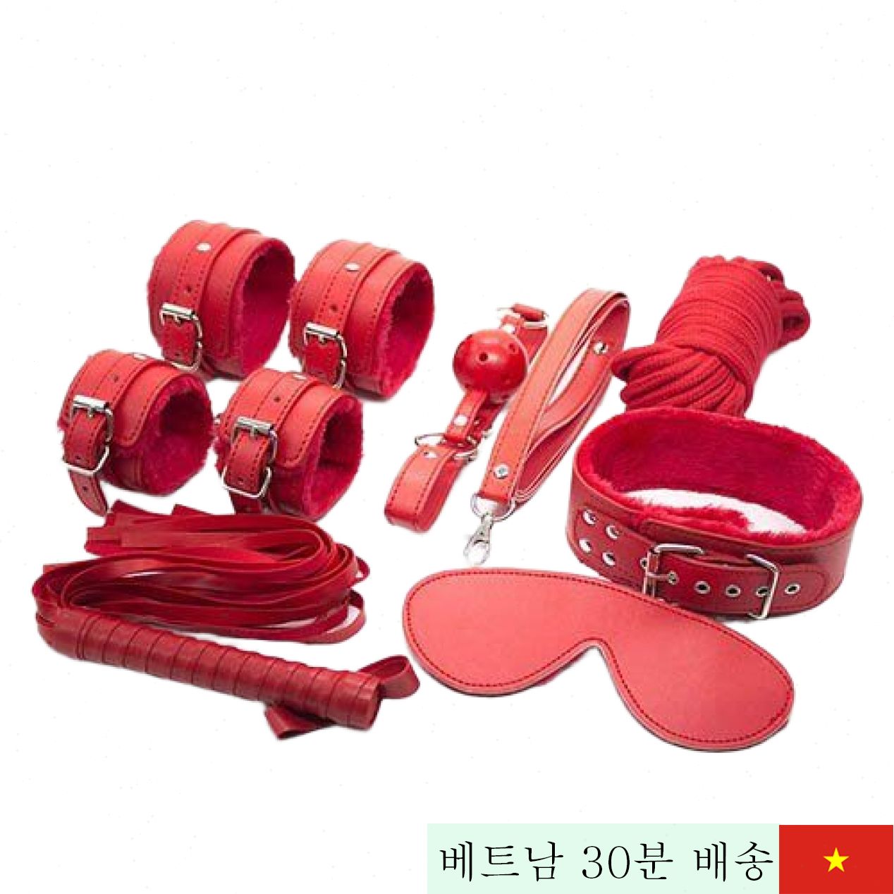 7종 BDSM 레드 가죽 보드 장난감 세트 