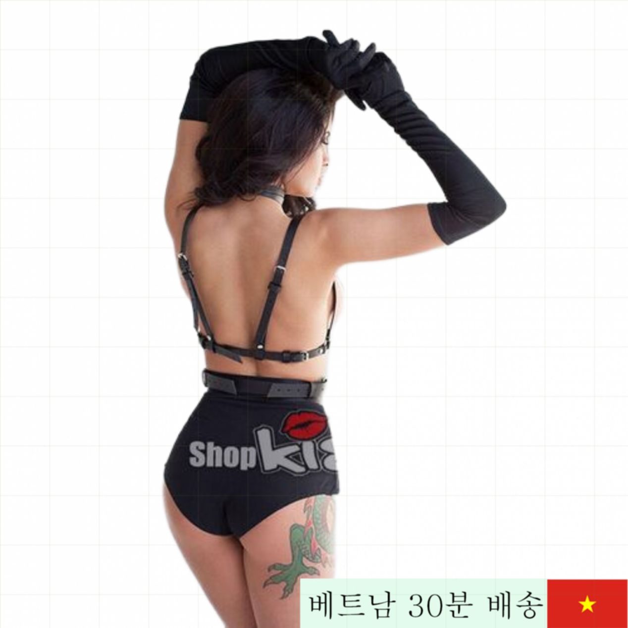 미국산 가죽 가슴 및 허리 스트랩 섹시 성인용품 