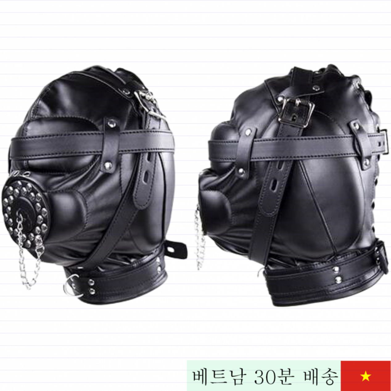 프리미엄 가죽 헤드 BDSM 마스크 자유 조절 흥분 