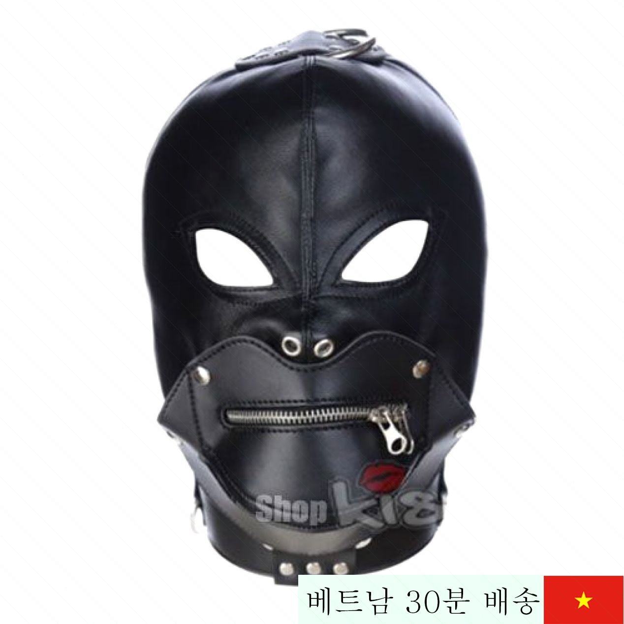 PU 가죽 지퍼 입술 마스크 BDSM 남녀용 독특 자극 