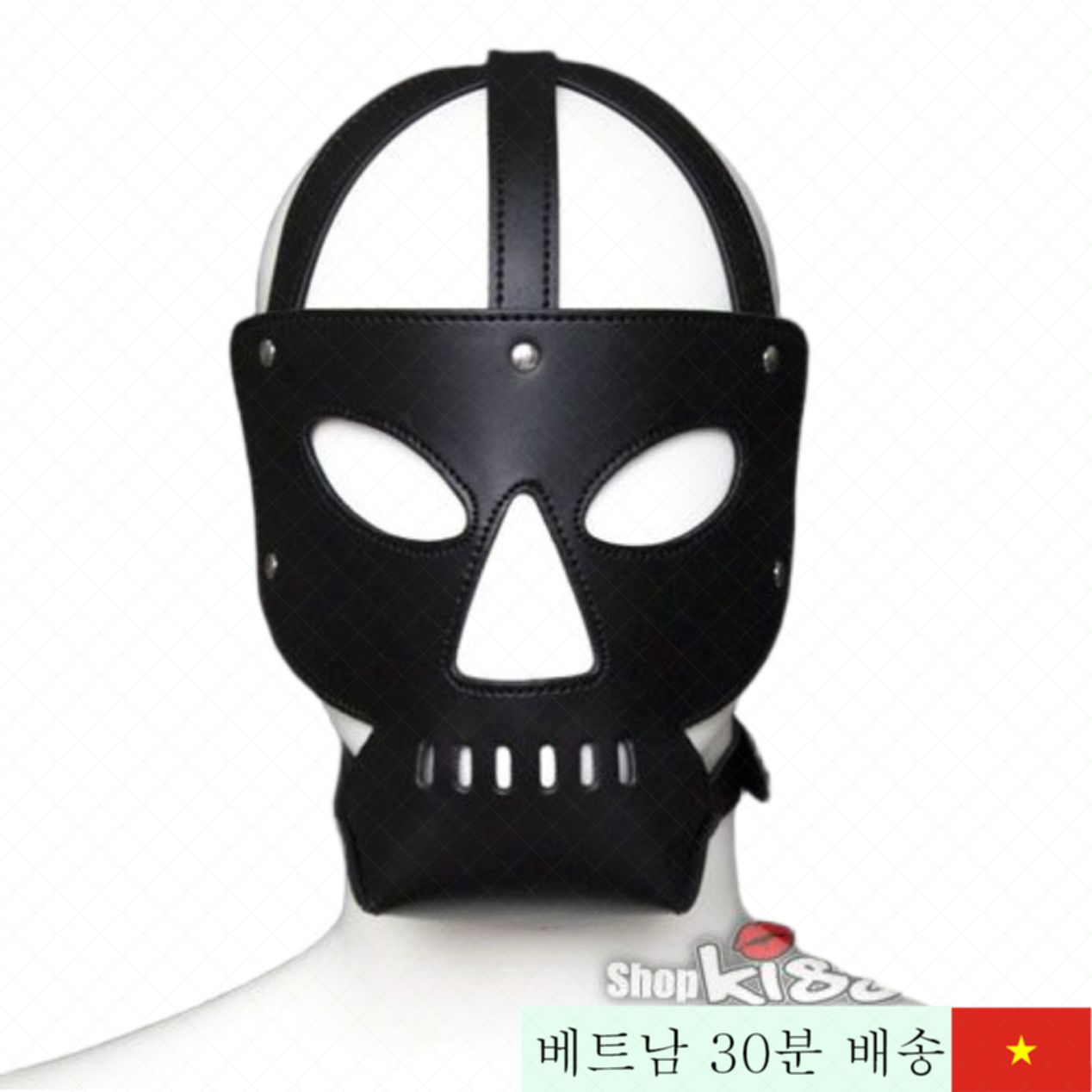 BZ10B 풀 페이스 가죽 마스크 남성용 강렬한 섹스 액세서리 