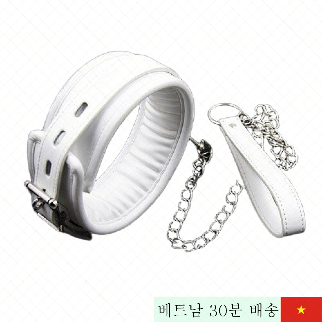 화이트 대형 쿠션 가죽 목걸이 BDSM 도구, 쾌감 상승 