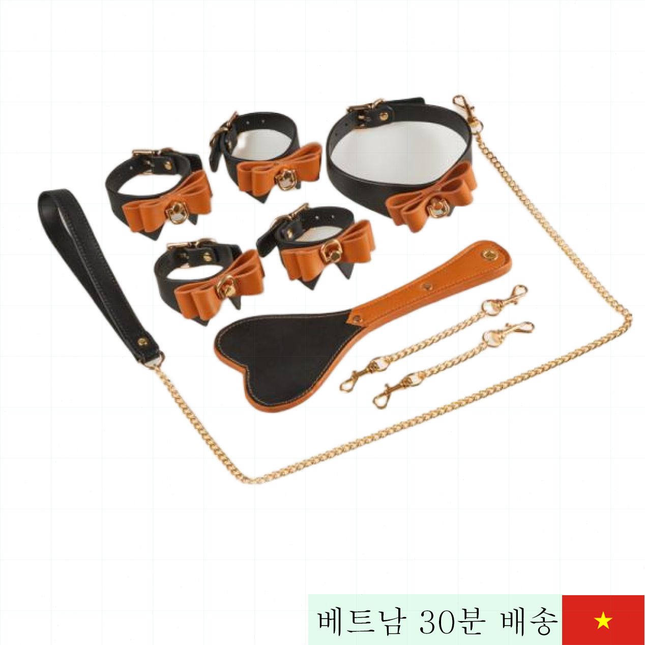 Runyu 가죽 노예 BDSM 세트 경량 휴대용 블랙 