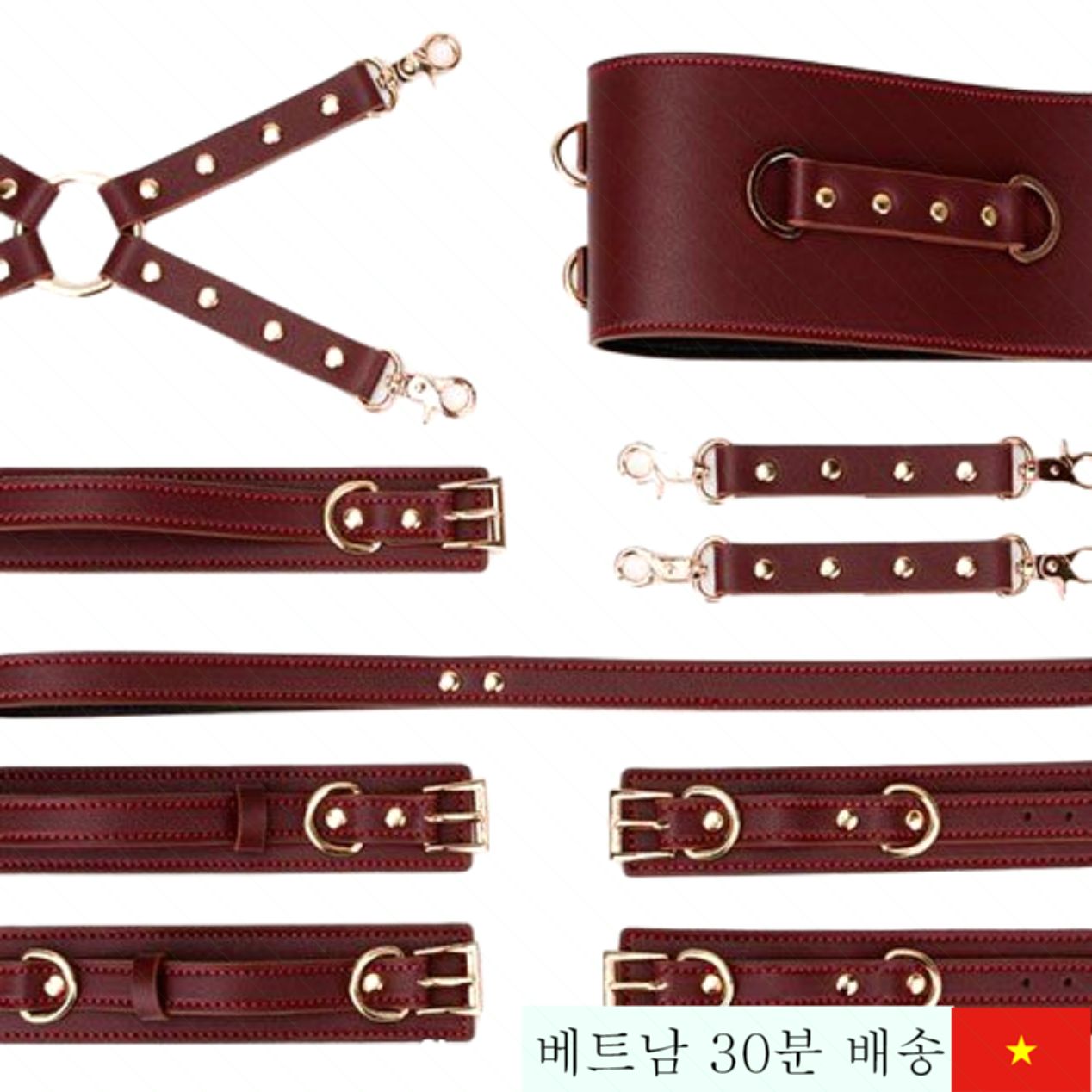 강력한 가죽 BDSM 록 허리벨트 완전 밀착 쾌감 증대 