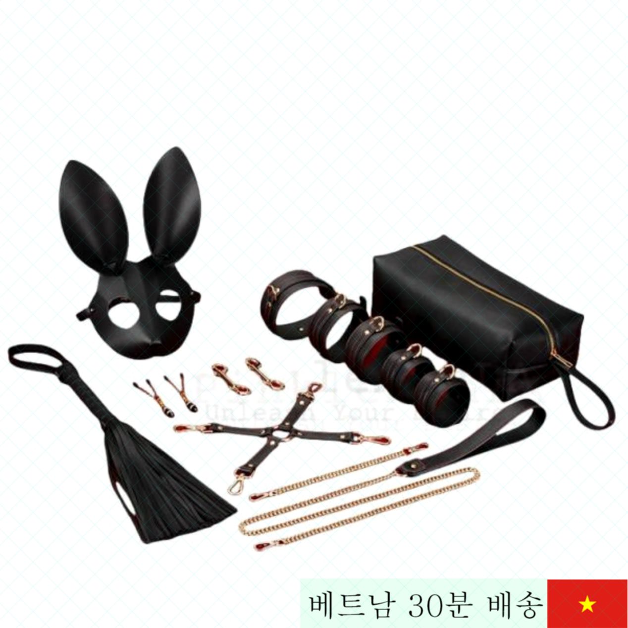 가죽 코스프레 BDSM 세트 마스크 포함 성인용품 