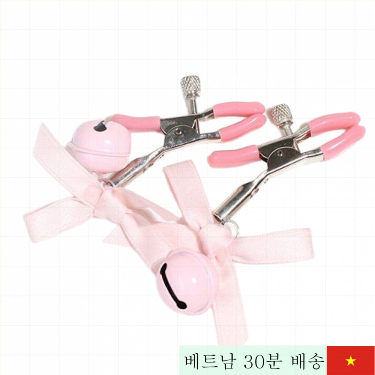 귀여운 리본 종 달린 유두 클램프 자극 및 흥분 