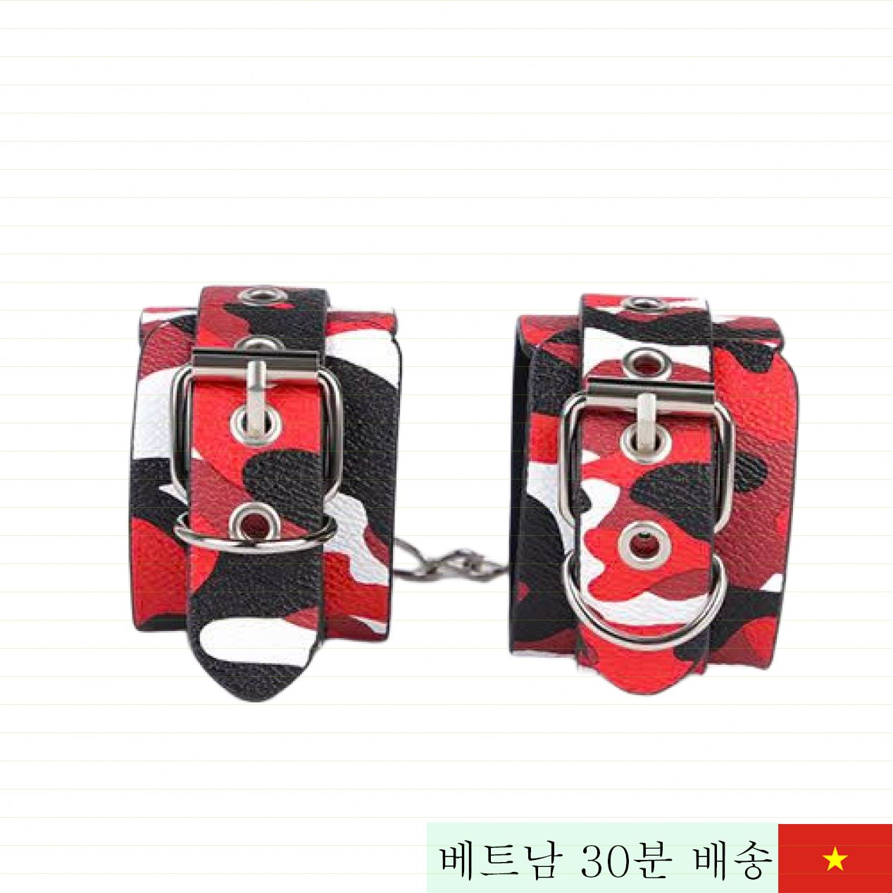 PU 가죽 BDSM 수갑 카무플라주 무늬 레드 