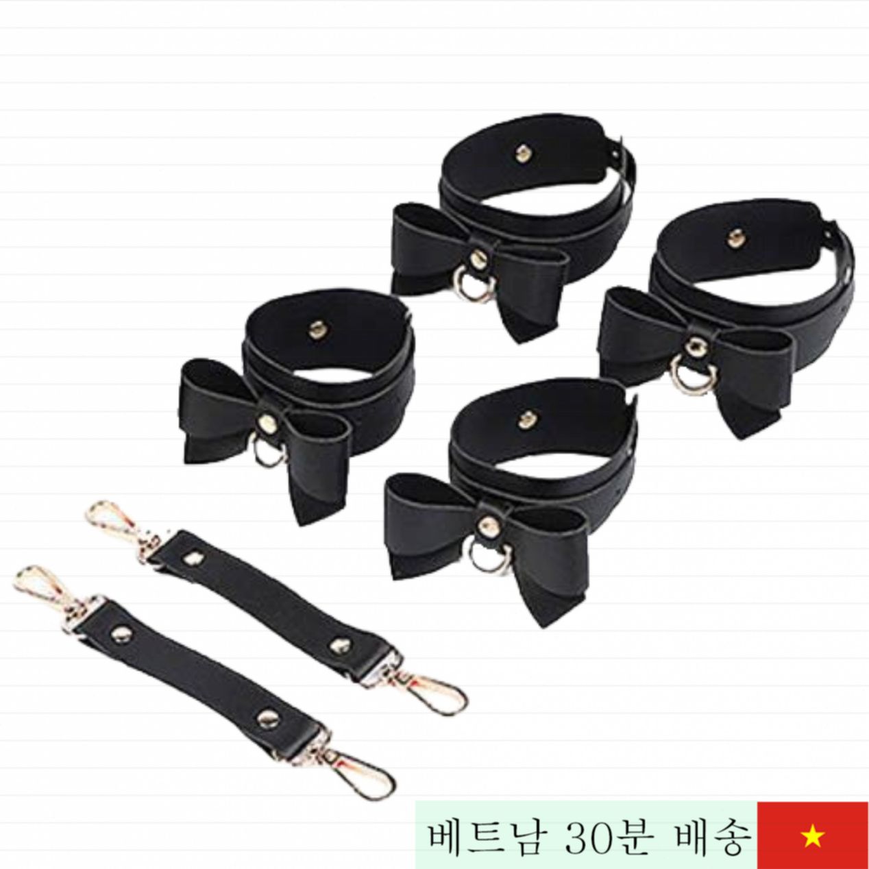 블랙 5종 BDSM 세트 PU 가죽 체인 찬스락 성인용 