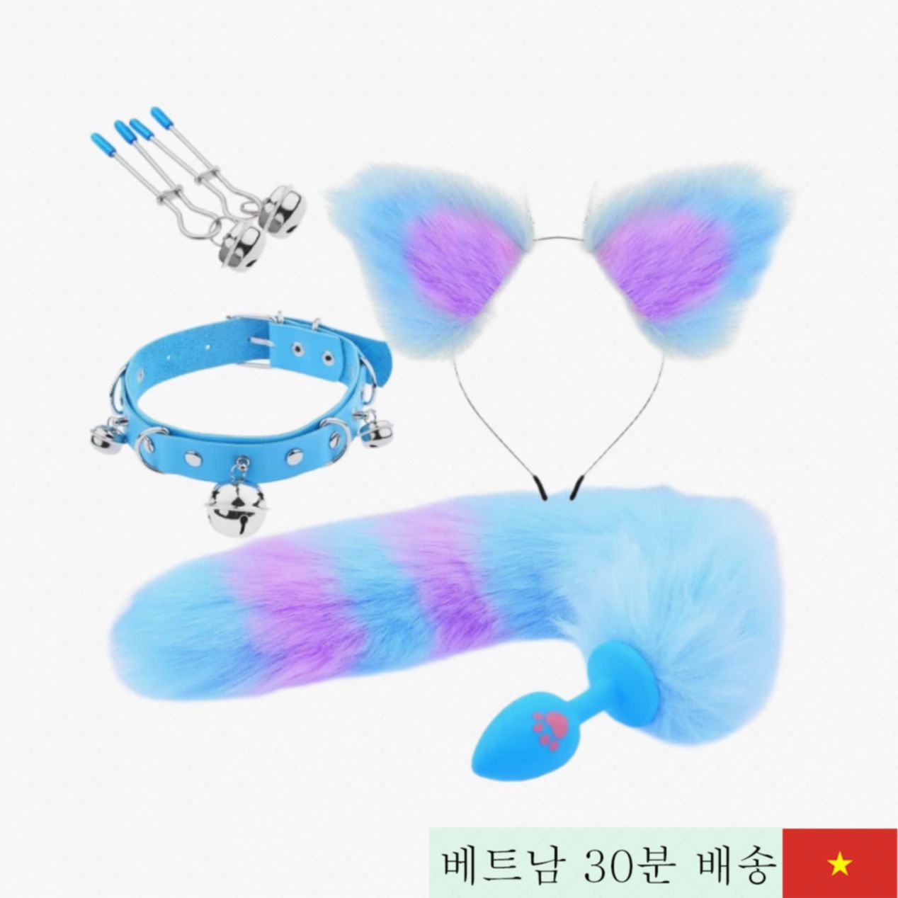 섹시 코스프레 액세서리 4종 세트 귀여운 여우 꼬리 